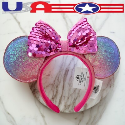 Shanghai Disney Parks 5th Anniversary Sequins Minnie Mouse Ears Headband US💖-image