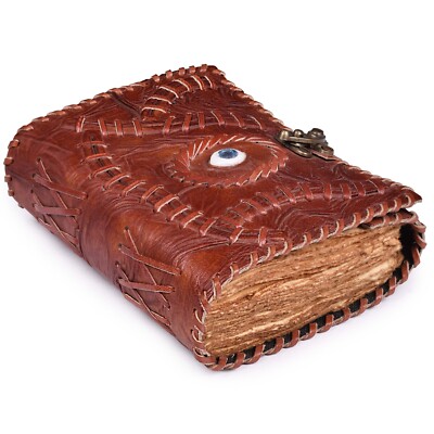 Spell Book Leather Bound Journal Notebook-7”X5” | 200 Pages-Brown-Vintage Paper-image