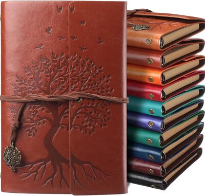 PU leather journal notebooks Tree Life bound journals diary vintage refillable b-image
