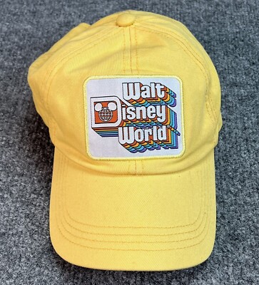 Disney Parks Walt Disney World Hat Cap Adult Yellow Adjustable WDW Retro Logo-image