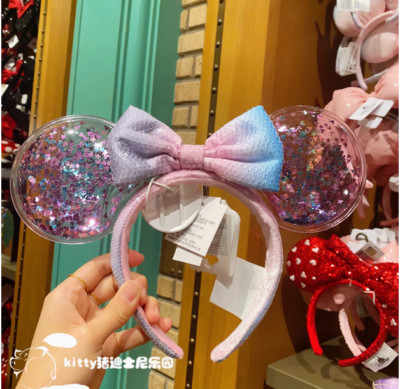 Minnie Ears Confetti Pink Bow Shanghai Disney-Headband Sparkle Rare Sequins-image