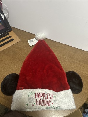 New W Tags Mickey Mouse Santa Hat “THE HAPPIEST HOLIDAY ON EARTH” Disney Parks-image