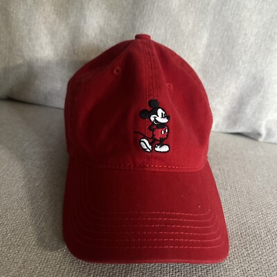 Disney Mickey Mouse Hat Embroidered Design Red Baseball Adjustable Adult Cap EUC-image
