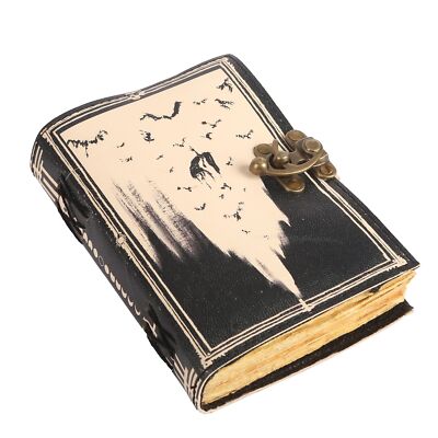 Book of Spells Leather Bound Journal Deckle Edge Paper Grimoire Printed Diary...-image