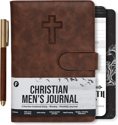 Leather Christian Bible Prayer Journal For Men & Women, Devotional Planner, Gift-image