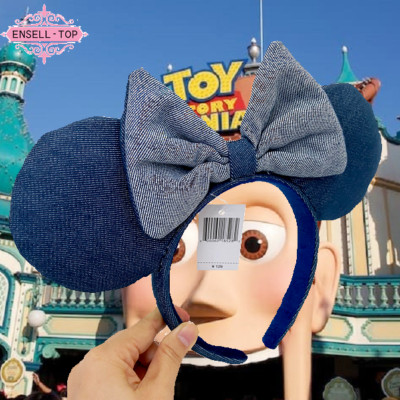 Japan Tokyo Resort Minnie Denim Stripe Blue Disney Parks Mickey Ears Headband US-image