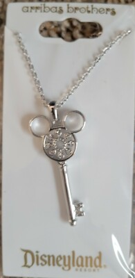 Disney Arribas Mickey Icon Silver Key Necklace Made with Crystals from Swarovski-image