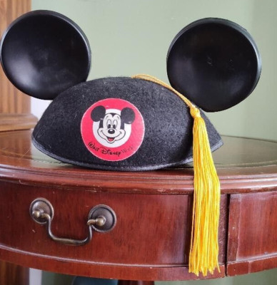 Walt Disney World Mickey Mouse Ear Hat Felt Cap Black w/ Tassel-image