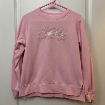 Disney Walt Disney World Pink Embroidered Bow Ears Hearts Castle Sweater - L-image
