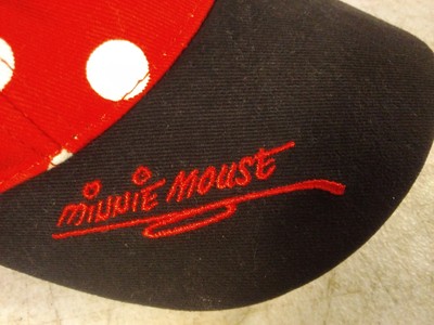 Minnie Mouse Hat Walt Disney World Polka Dot Baseball Cap Ears Bow Youth Red Par-image