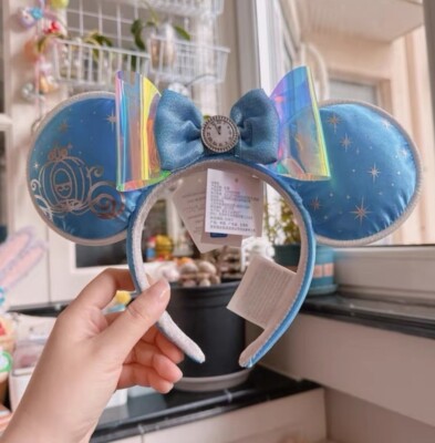 Disney Parks Cinderella Minnie Mouse Blue Ears Headband Disneyland 2024-image