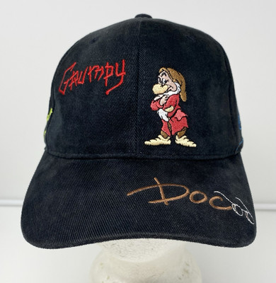 Vintage Walt Disney World Travel Hat Cap 7 Dwarfs Grumpy Autographs Embroidered-image