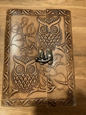 Leather Owl Emboss Journal, Leather Bound Book  7x5 inch-image