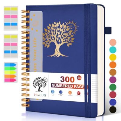 Large Spiral Notebook Journal for Women Men - 300 B5 size (7in x 10in) Navy-image