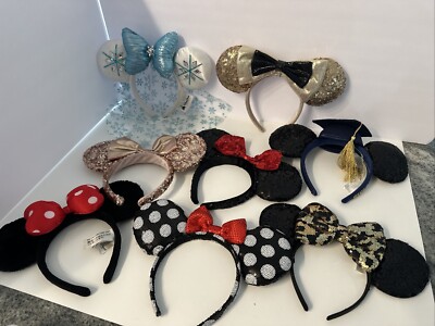 (8) Disney Parks Princess Mickey Minnie Mouse Ears Graduation Rose Gold Lot WDW-image