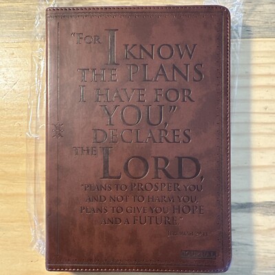 Christian Art Gifts Brown Faux Leather Journal, I Know The Plans Jeremiah 29:11-image