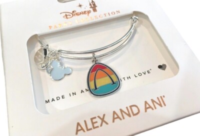 Disney Parks Alex & Ani Exclusive Aulani Rainbow Silver Bangle Bracelet-image