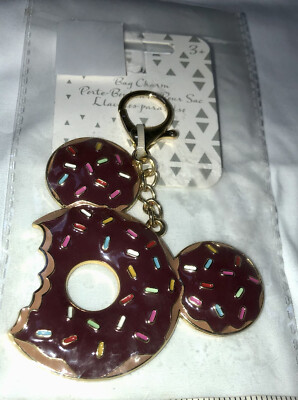 Disney Parks Mickey Mouse Icon Flair Jeweled Bag Charm Jewelry Donut WDW NEW-image