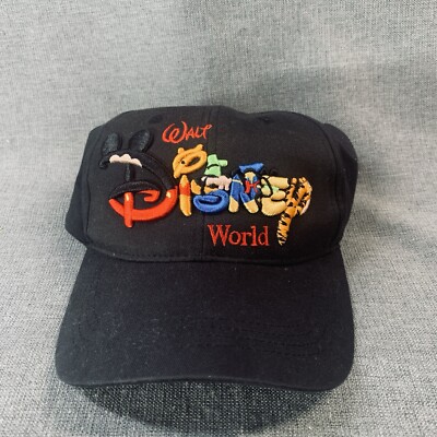 Vintage Walt Disney World Hat Black Multi Color Embroidered Adult SnapBack-image