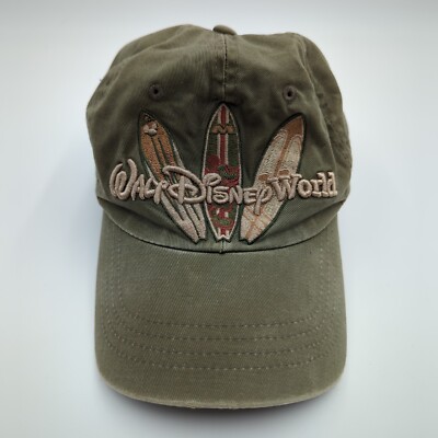Walt Disney World Surf Board Embroidered Hat Cap Green Adjustable Strapback-image