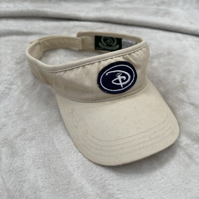 Vintage Walt Disney World Logo Visor Hat Golf Collection - Cream Color-image