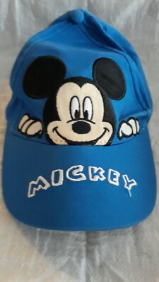 Walt Disney World Mickey Mouse Baseball Hat Adjustable Blue Mickey Mouse Face -image