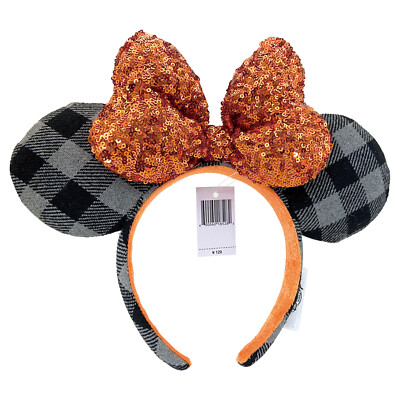 DisneyParks Gold Gray Minnie Mouse Bow Sequins Ears Headband New Champagne-image
