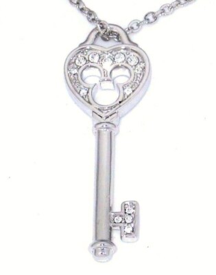 Mickey Heart Key Disney Park Arribas Necklace✿ Made with Crystals from Swarovski-image