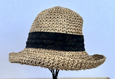 Walt Disney World Straw Hat Adult One Size Black Ribbon Women’s-image