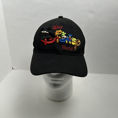 Vtg Walt Disney World Baseball Hat Embroidered Black Adult SnapBack Fast Ship -image