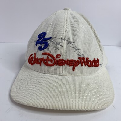 Vintage Walt Disney World 25 Th Anniversary Corduroy White Hat Goofeys Hat Co-image