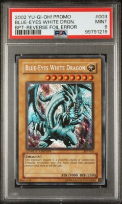 PSA 9 Blue Eyes White Dragon BPT-003 Revere Foil Error-image