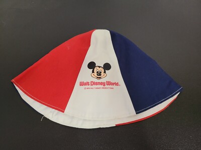 Vintage Walt Disney World Hat Beanie Cap Mens One Size Red White Blue Mickey 70s-image