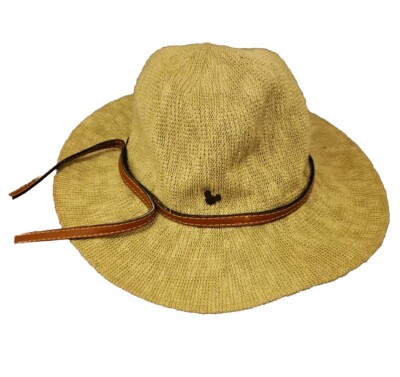 Disney Parks Woven Safari Hat Leather Band Mickey Mouse Adult Disney World Hat-image