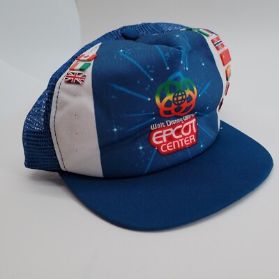 Vintage Walt Disney World Epcot Center 1982 Snapback Mesh Trucker Hat w 10 pins-image