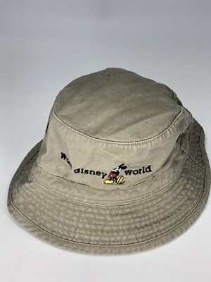 Walt Disney World Mickey Mouse Bucket Hat Cap Small Fishing Hat Cap Tan c56-image
