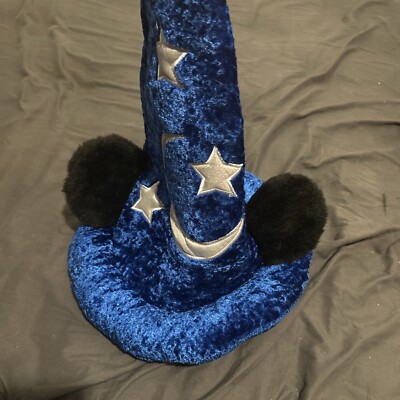 Disney Parks Mickey Mouse Blue Fantasia Sorcerer's Wizard Hat w/ Ears Adult Size-image