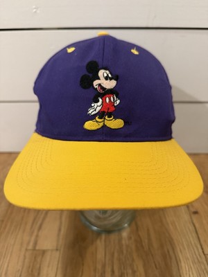 Vintage 90s Walt Disney World Mickey Mouse Hat Purple/Yellow Adjustable Cap OS-image