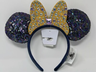 WDW 50th Anniversary Blue Sequin Minnie Mouse Bow Ears Walt Disney World-image