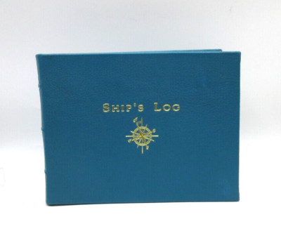 Ship's Log Leather Bound Hardcover Graphic Image Gift Box NEW Turquoise-image