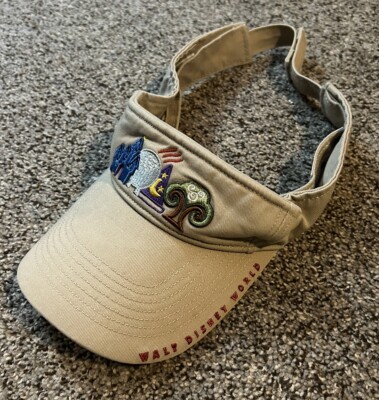 Vintage Walt Disney World Parks Embroidered Visor Hat Cap Tan Four Parks-image