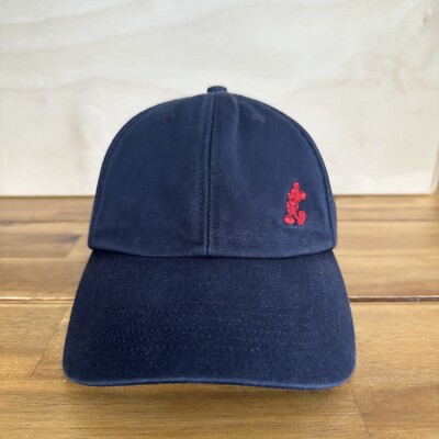 VINTAGE Walt Disney World Mickey Mouse Strap Back Hat Cap 90s 100% Cotton Navy-image
