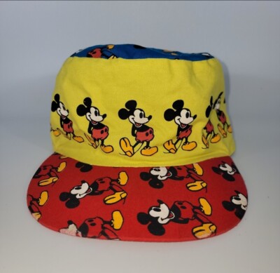 Vintage 80s Walt Disney World Youth All Over Mickey Mouse Painters Hat Cap-image