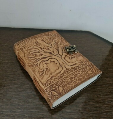 Handmade Leather Journal diary Celtic Tree of Life Book of Shadow wicca Vintage-image