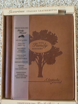 Brand New In Box A Keepsake Leather  Journal “Our Family History “-image