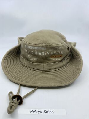 VTG NWT WALT DISNEY WORLD AUTHENTIC SNAP BRIM SAFARI FISHING HAT STRAP SZ ADULT-image