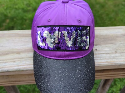 Disney Parks Mickey Mouse Ears Hat Purple Youth Size LOVE in Sequins Brand New-image