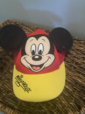 Mickey Mouse Walt Disney World Toddler Red Yellow Cap Hat With Ears-image