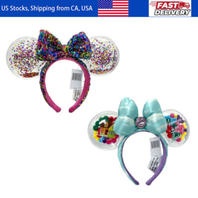 2pcs Disney's Theme Parks Mickey Minnie Ears Sequined Headband for Women Girls-image