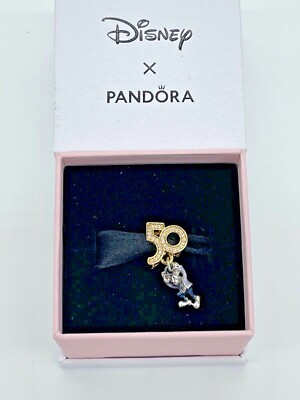 Disney Parks Pandora WDW 50th Anniversary Mickey Mouse Dangle Charm Gold 2021 -image
